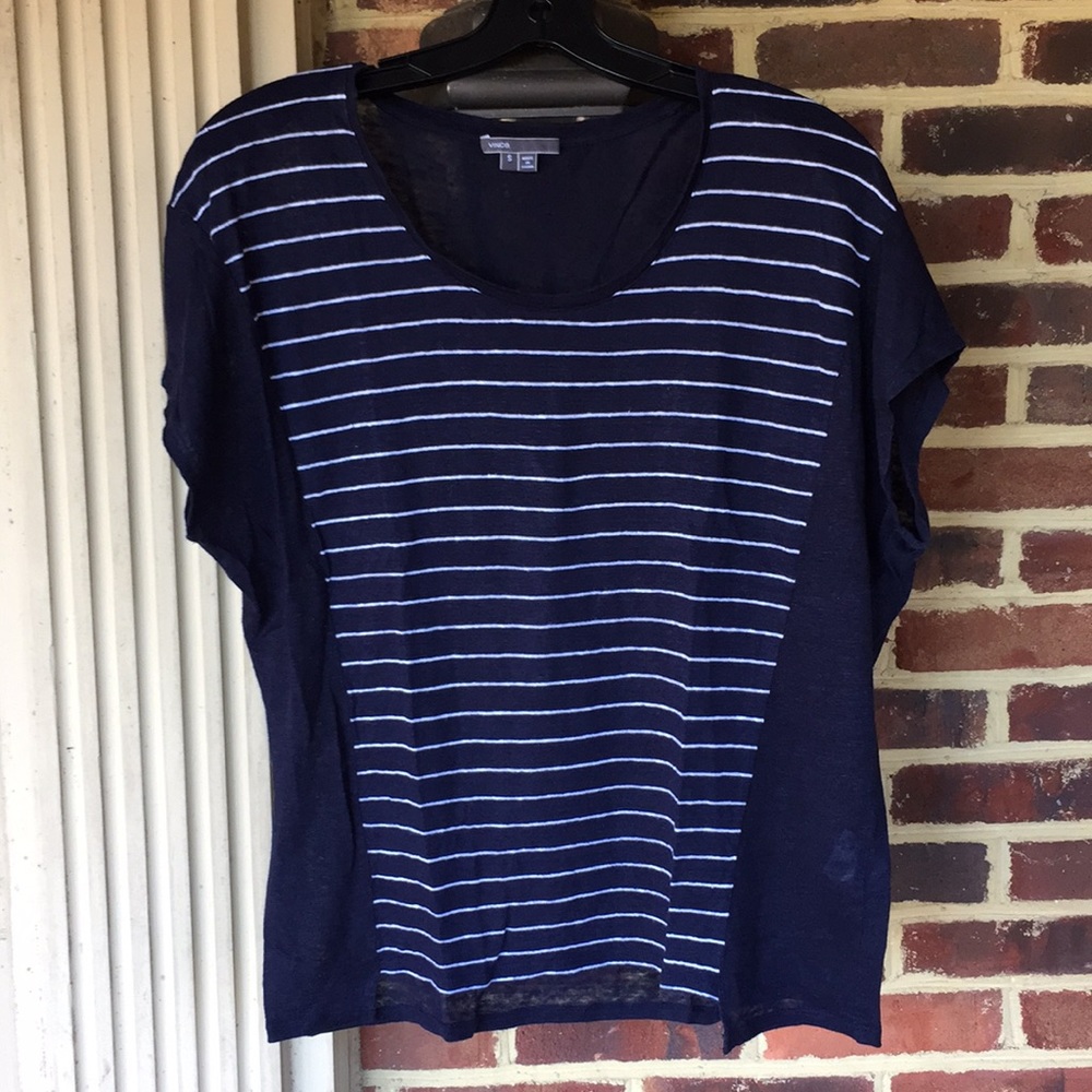 Vince navy/white linen shirt- Mint Condition.